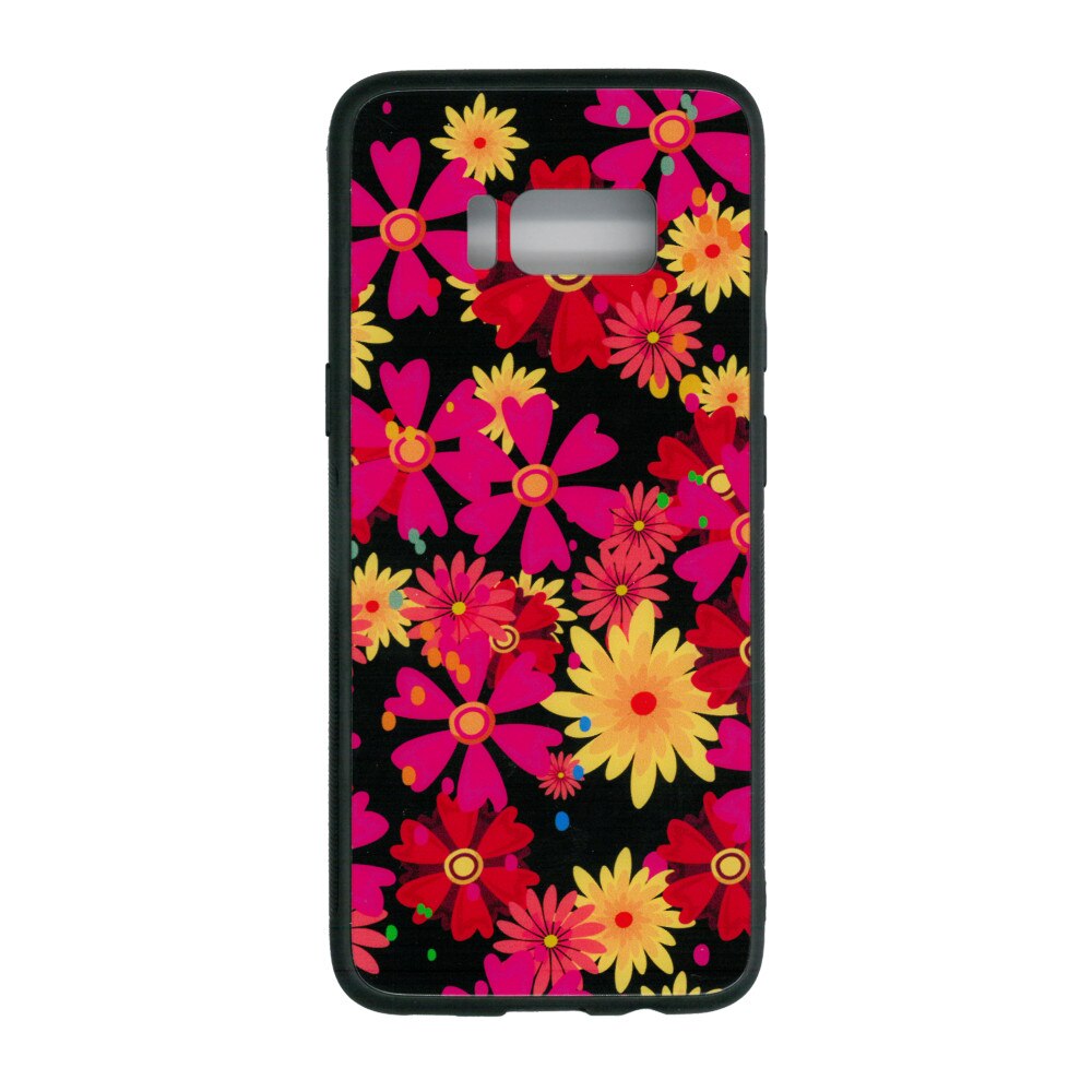 Husa de protectie cu spate de sticla EuroCELL pentru Samsung Galaxy S8, print floral multicolor