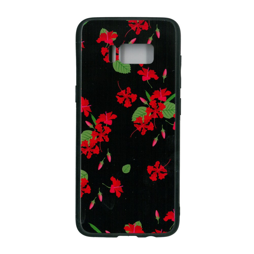 Husa de protectie cu spate de sticla EuroCELL pentru Samsung Galaxy S8, print floral multicolor