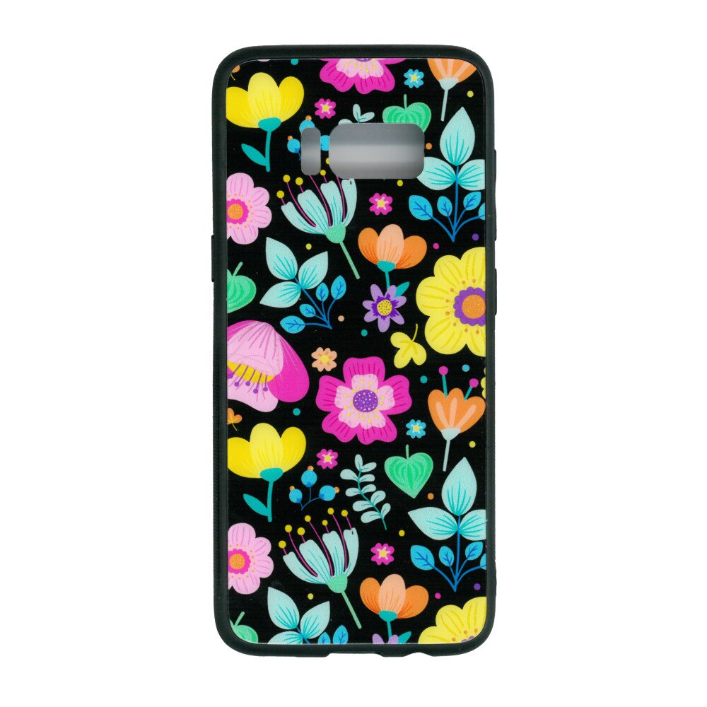 Husa de protectie cu spate de sticla EuroCELL pentru Samsung Galaxy S8, print floral multicolor