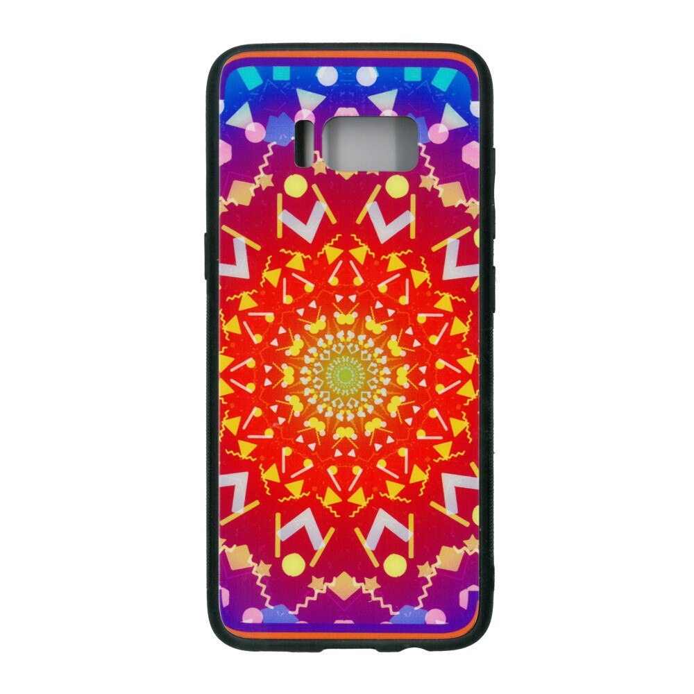 Husa de protectie cu spate de sticla EuroCELL pentru Samsung Galaxy S8, print abstract multicolor