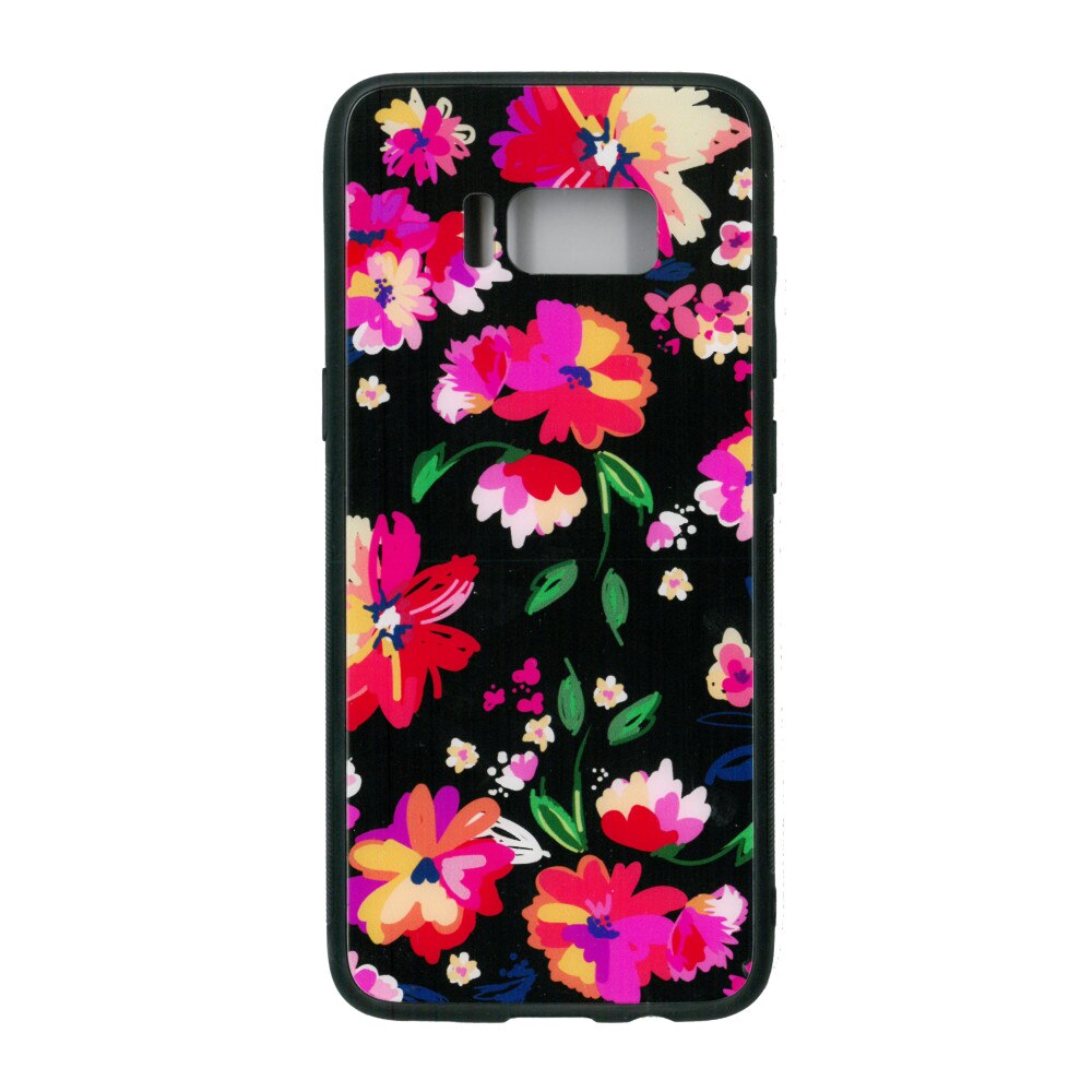 Husa de protectie cu spate de sticla EuroCELL pentru Samsung Galaxy S8, print floral multicolor