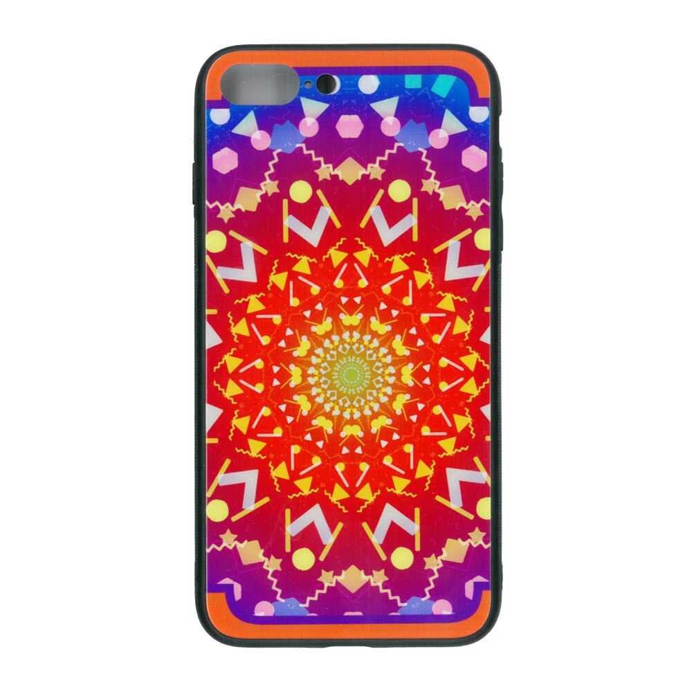 Husa de protectie cu spate de sticla EuroCELL pentru iPhone 8 Plus, print abstract multicolor
