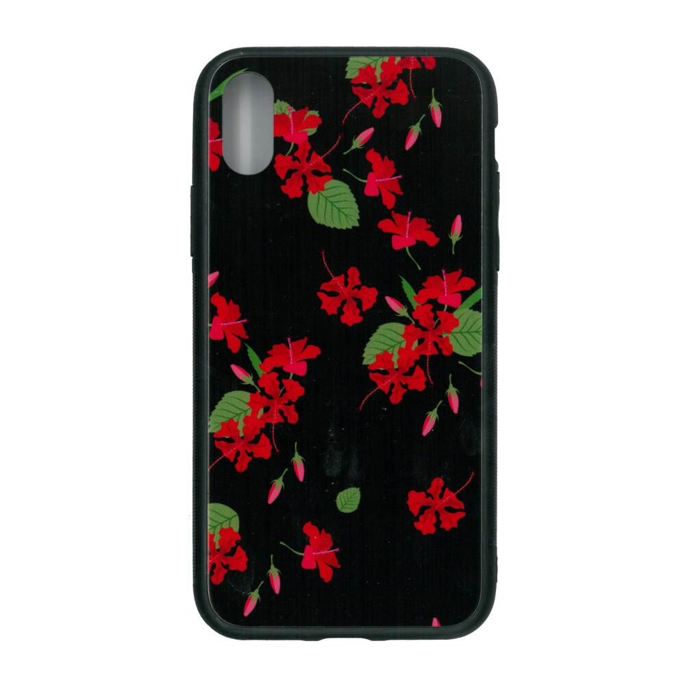Husa de protectie cu spate de sticla EuroCELL pentru iPhone X, print floral multicolor