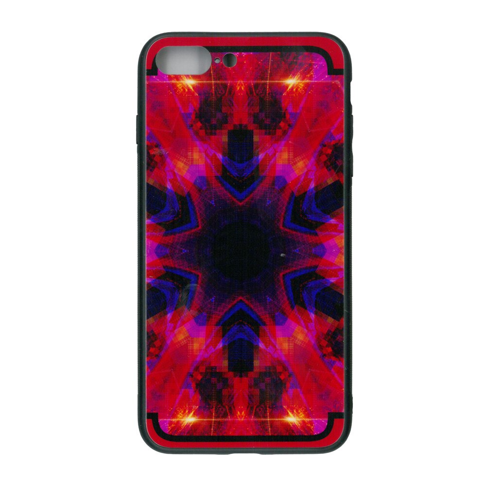Husa de protectie cu spate de sticla EuroCELL pentru iPhone 8 Plus, print abstract multicolor