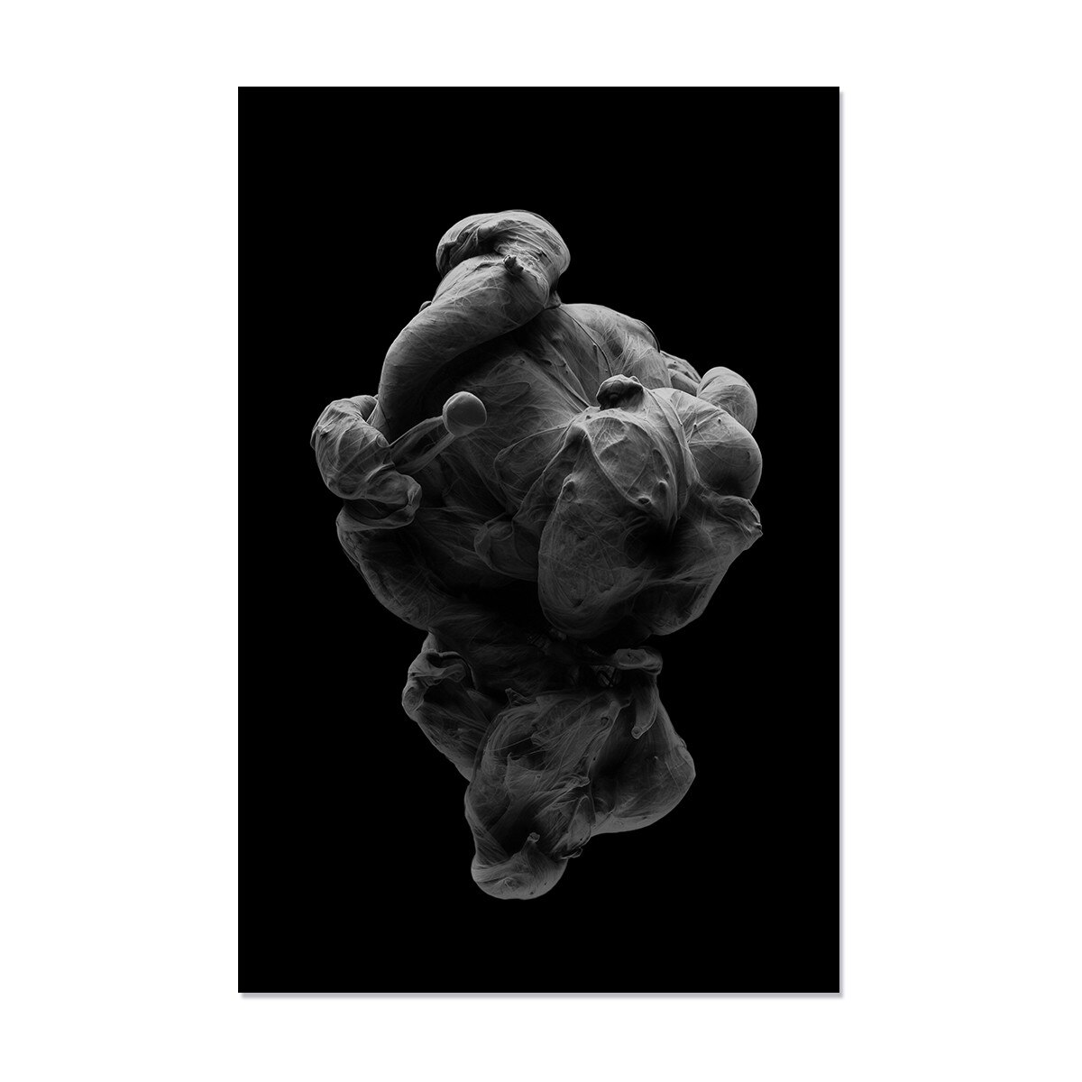 Tablou Canvas - Vopsea acrlilica in apa, Nori, Fluid, Dinamic, Abstarct, Alb/Negru, 60 x 90 cm