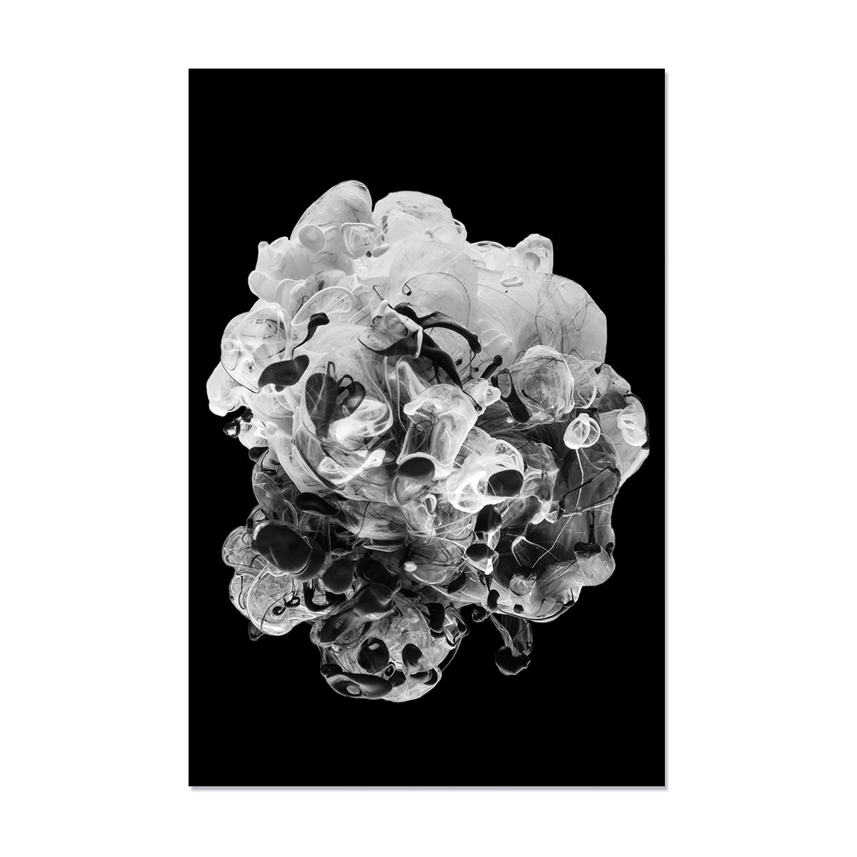 Tablou Canvas - Vopsea acrlilica in apa, Nori, Fluid, Dinamic, Abstarct, Alb/Negru, 60 x 90 cm