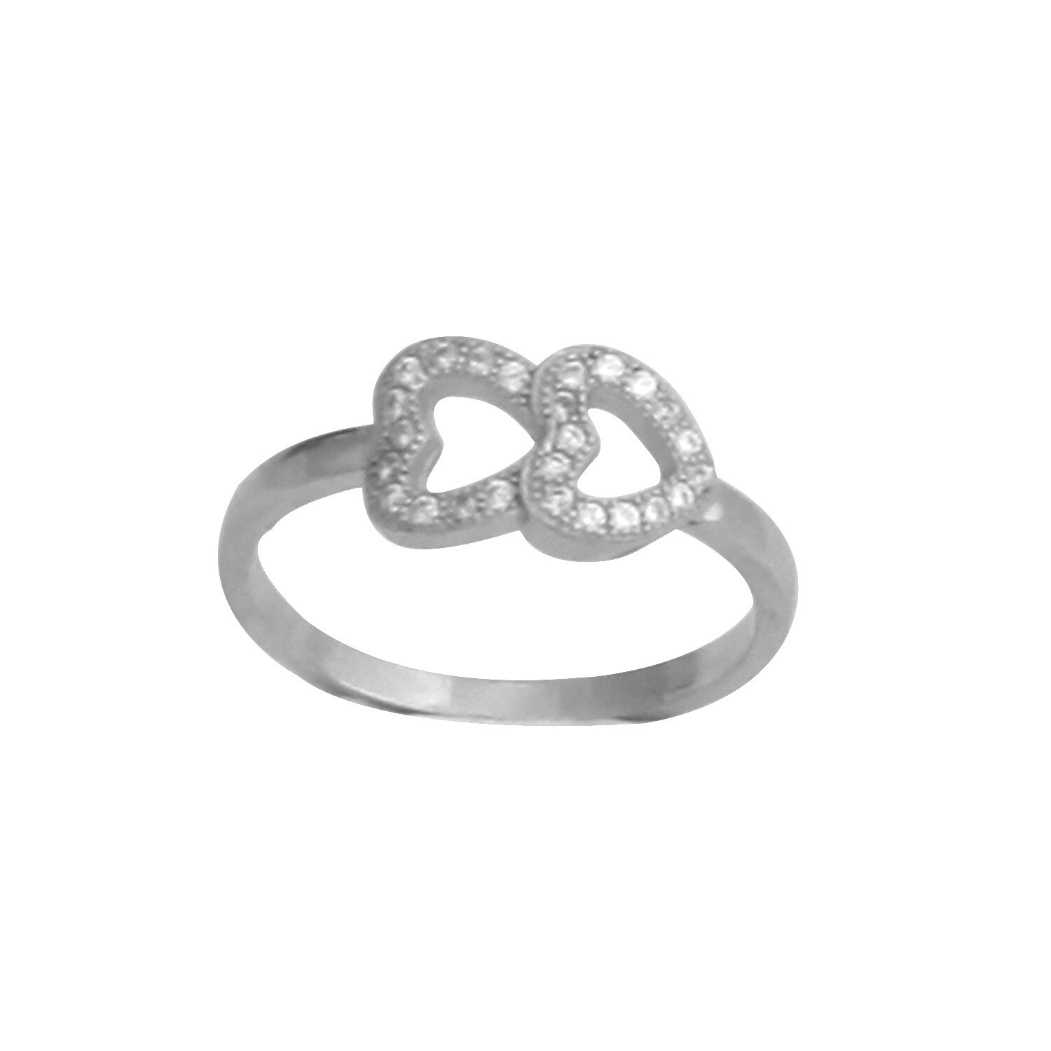 Inel Double Heart din Argint 925 placat cu rodiu