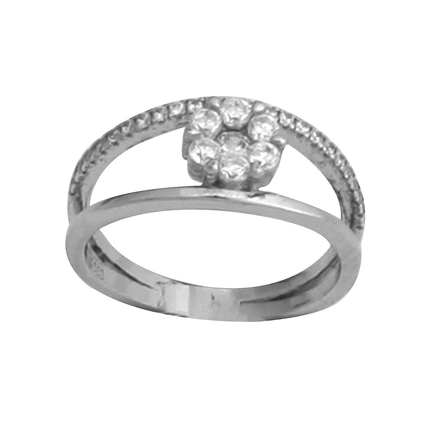 Inel dublu din Argint 925, model Floare cu Zirconii
