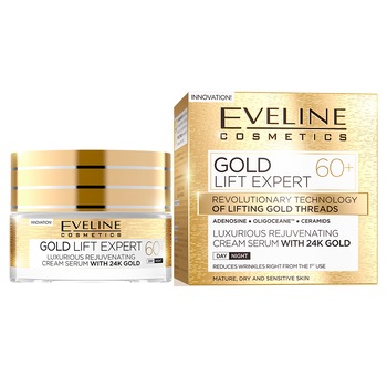 Crema luxurianta de intinerire, Eveline Cosmetics, Gold Lift Expert cu aur de 24K 60+, 50 ml Crema luxurianta de intinerire, Eveline Cosmetics, Gold Lift Expert cu aur de 24K 60+, 50 ml
