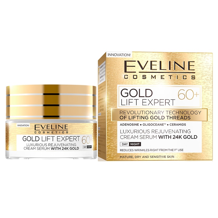 Eveline Cosmetics, Gold Lift Expert 60+ Lush fiatalító krém, 24K arannyal, 50 ml