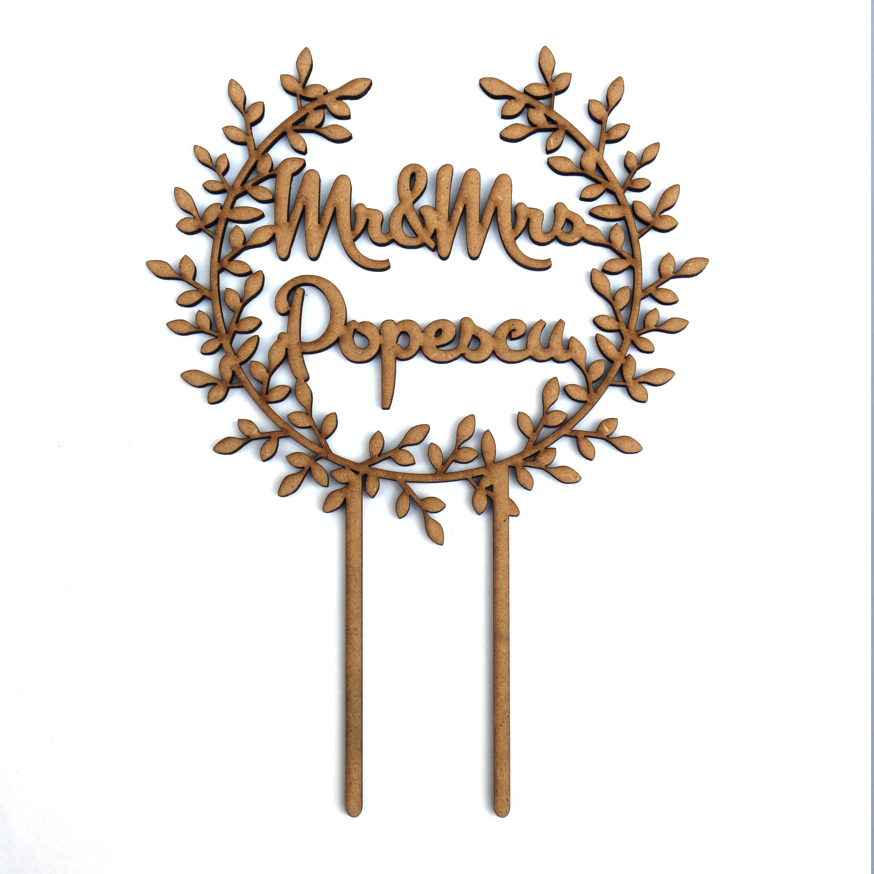Cake topper Mr & Mrs cu nume personalizat mdf