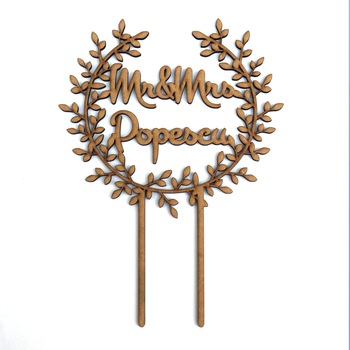 Cake topper Mr & Mrs cu nume personalizat mdf Cake topper Mr & Mrs cu nume personalizat mdf