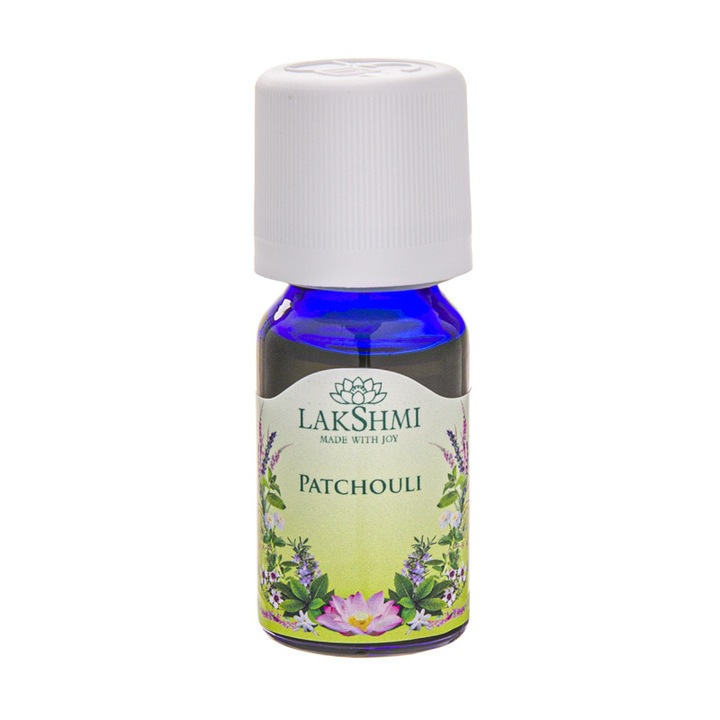 Ulei esential patchouli, Lakshmi, 10 ml, antidepresiv, stimulator, eudermic, probleme ale pielii, varice, hemoroizi, flebita