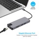 Адаптер HUB Combo алуминий Pro 8 в 1 USB Combo Hub от тип C с HD4K, VGA, USB-C, Gigabit Ethernet RJ45, Dual USB и SD TF Phuture® портове