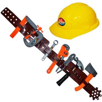 Centura cu unelte si casca din 9 piese pentru copii Centura cu unelte si casca din 9 piese pentru copii