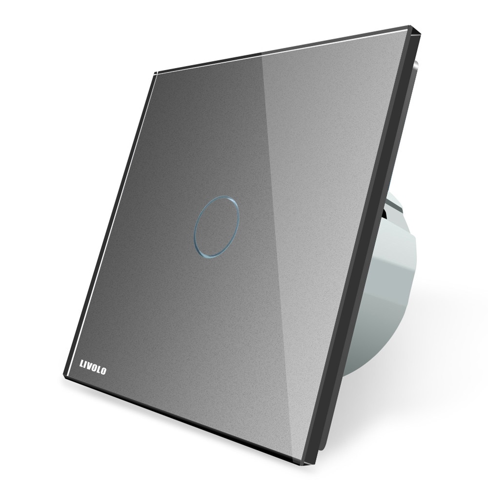 Intrerupator cu revenire Livolo cu touch din sticla, Gri