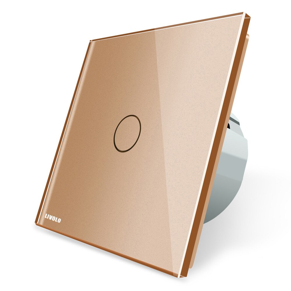 Intrerupator cu revenire Livolo cu touch din sticla, Auriu