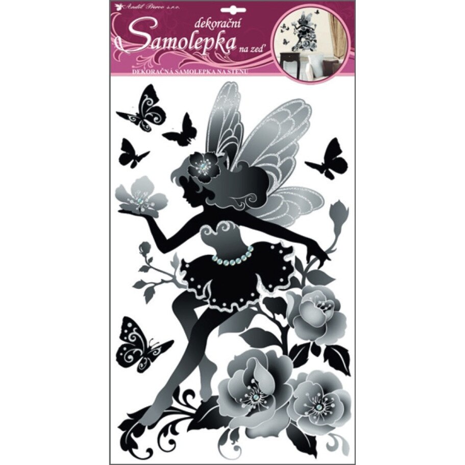 Sticker perete zana cu sclipici argintii