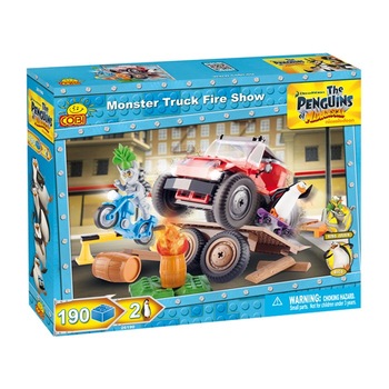 Set de construit Cobi Monster Truck Spectacol cu flacari, Pinguinii din Madagascar, 190 piese Set de construit Cobi Monster Truck Spectacol cu flacari, Pinguinii din Madagascar, 190 piese