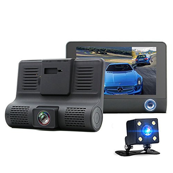 Camera Auto HD cu 3 Camere cu priza tripla bricheta auto