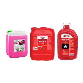 Pachet spuma auto activa profesionala Grass Active Foam 6 kg + solutie profesionala curatare tapiterie Voulis Moketa bidon 10L+ Solutie profesionala Voulis Black Mat pentru innegrirea anvelopelor 10 L Pachet spuma auto activa profesionala Grass Active Foam 6 kg + solutie profesionala curatare tapiterie Voulis Moketa bidon 10L+ Solutie profesionala Voulis Black Mat pentru innegrirea anvelopelor 10 L