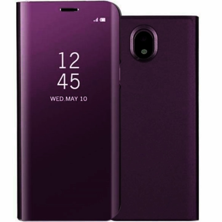 Husa pentru Samsung Galaxy J7 2017 - Flip Mirror tip Carte, Capac translucid, Violet