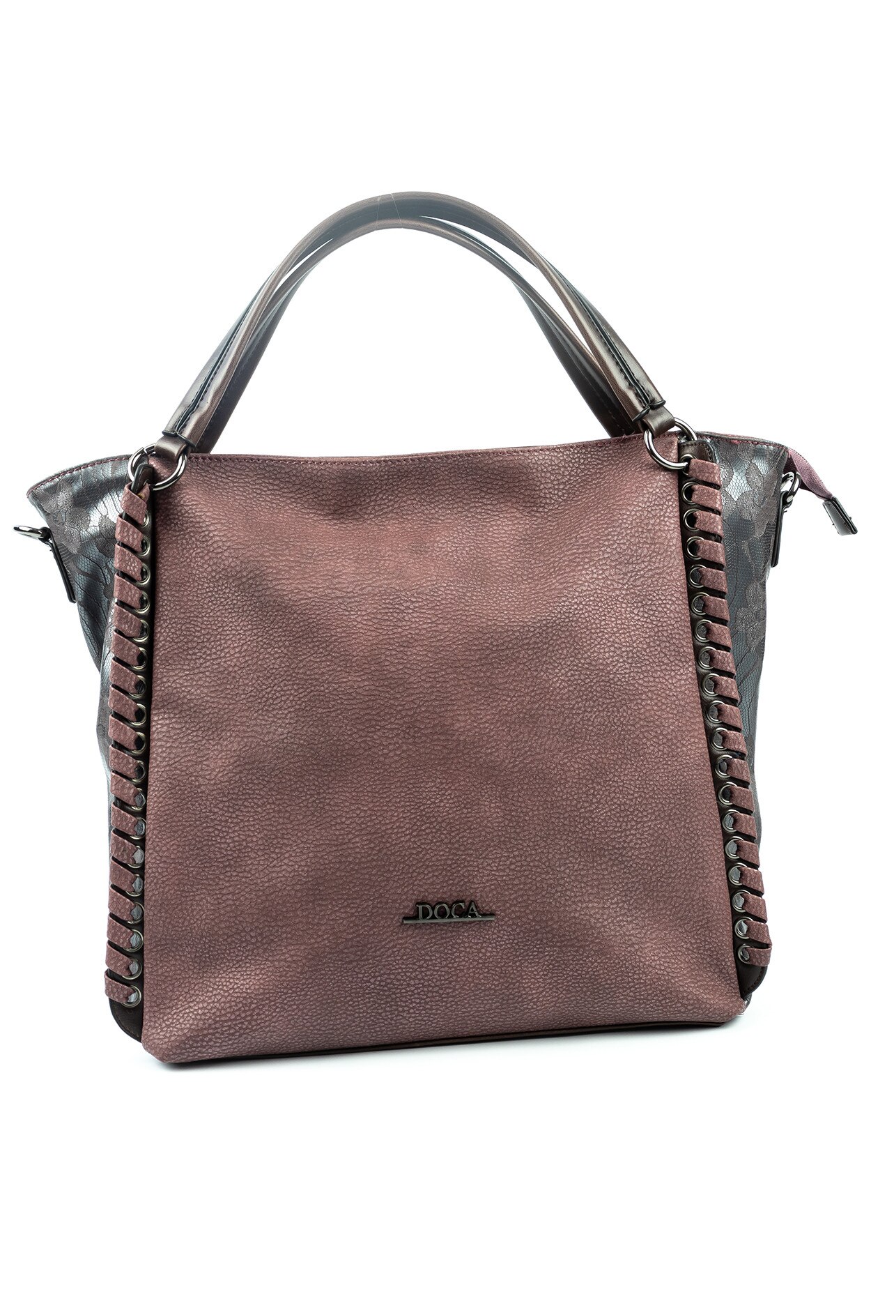 Geanta shopper de dama Doca, culoare Roz prafuit inchis, E-11641