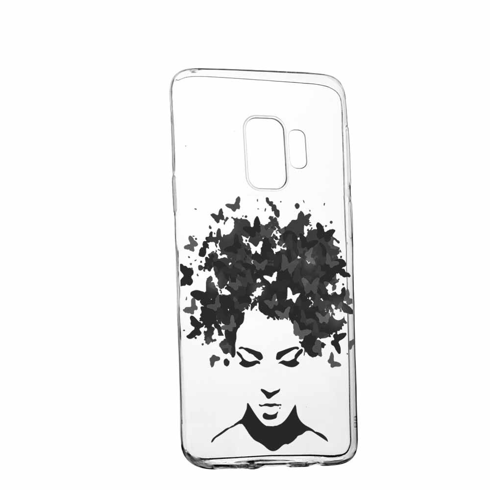 Husa Silicon, Transparent, Slim, Woman B&W, Samsung J4 2018