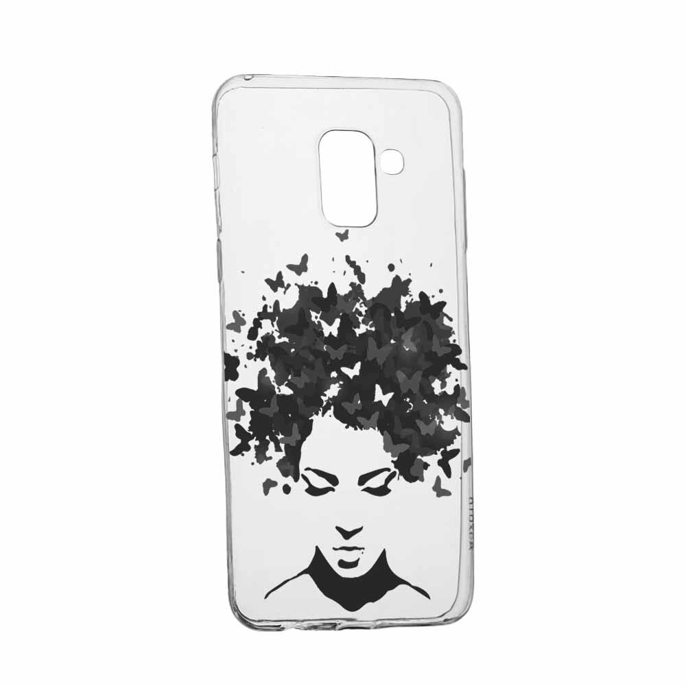 Husa Silicon, Transparent, Slim, Woman BW, Samsung Galaxy A8 2018 Plus