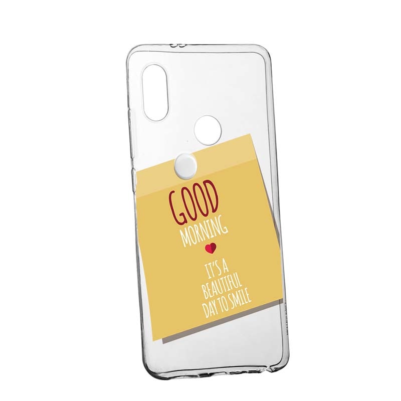 Husa Silicon, Transparent, Slim, Sticker Good Morning, Xiaomi Mi 8