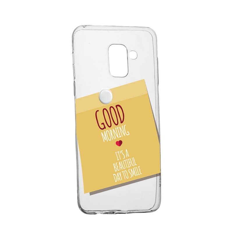 Husa Silicon, Transparent, Slim, Sticker Good Morning, Samsung J6 2018