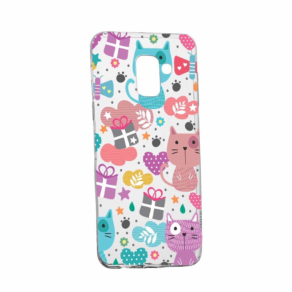 Husa Silicon, Transparent, Slim, Lovely Cat, Samsung J6 2018