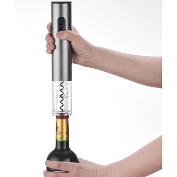 Tirbuson electric si accesoriu taiat folie Argintiu Tirbuson electric si accesoriu taiat folie Argintiu