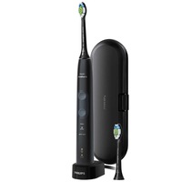 Periuta de dinti sonica electrica Philips Sonicare Protective Clean HX6850/47, 62000 miscari/minut, 3 moduri de curatare, senzor presiune, 2 capete de periere, toc de transport, Negru/Gri
