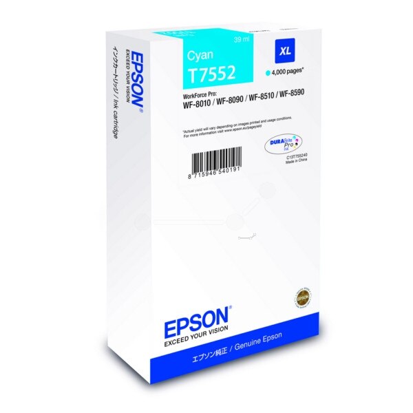 Cartus Original EPSON WORKFORCE PRO WF-8010DW Cyan SIZE XL C13T755240 4K