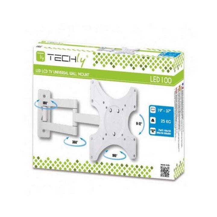 Techly fali tartó TV LCD/LED/PDP, 19-37'' 25 kg VESA, fehér