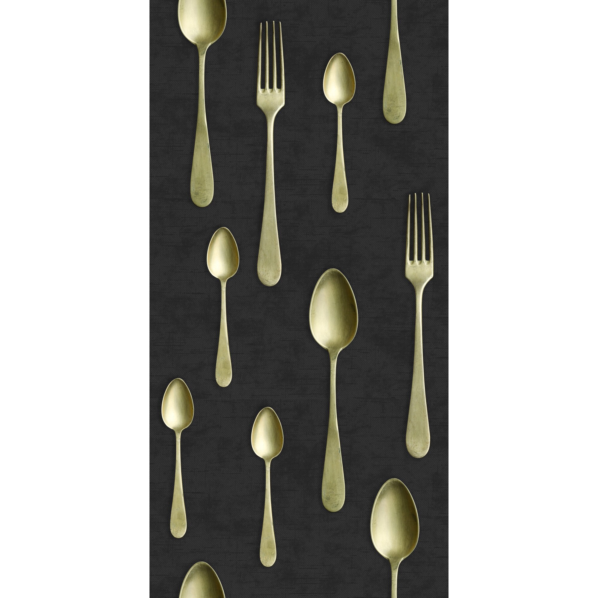 Tapet Premium Artfoyer - Lingura, Furculita, Retro, Vintage, Color, Vlies (Non-Woven), Eco Frendly, Nu necesita adeziv, Set 3 role, 5,4 mp