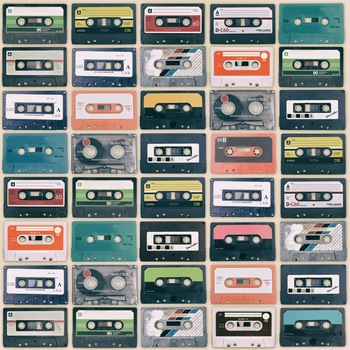 Tapet Premium Artfoyer - Casete, Muzica, Retro, Vintage, Color, Vlies (Non-Woven), Eco Frendly, Nu necesita adeziv, Set 3 role, 5,4 mp Tapet Premium Artfoyer - Casete, Muzica, Retro, Vintage, Color, Vlies (Non-Woven), Eco Frendly, Nu necesita adeziv, Set 3 role, 5,4 mp