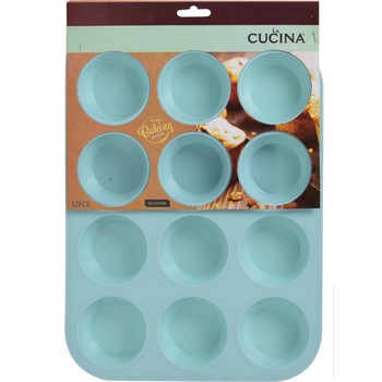 Forme prajituri La Cucina, 12 forme, Silicon, Verde/Albastru Forme prajituri La Cucina, 12 forme, Silicon, Verde/Albastru