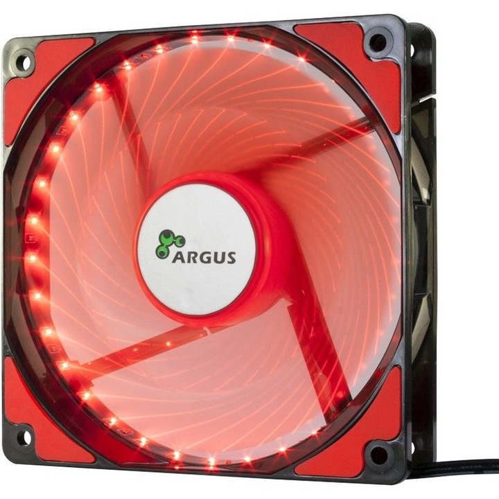 Вентилатор Inter-Tech L-12025, 120 мм, Red LED Fan, 1200 об/мин