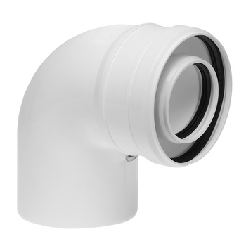 Cot prelungire pentru evacuare centrala termica in condensare, marca ATI, 90 grade, PP/PP, diametru 60/100 mm Cot prelungire pentru evacuare centrala termica in condensare, marca ATI, 90 grade, PP/PP, diametru 60/100 mm