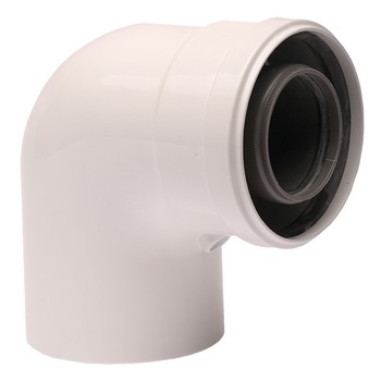 Cot prelungire pentru evacuare centrala termica in condensare, marca ATI, 90 grade, PP/ALL, diametru 60/100 mm Cot prelungire pentru evacuare centrala termica in condensare, marca ATI, 90 grade, PP/ALL, diametru 60/100 mm