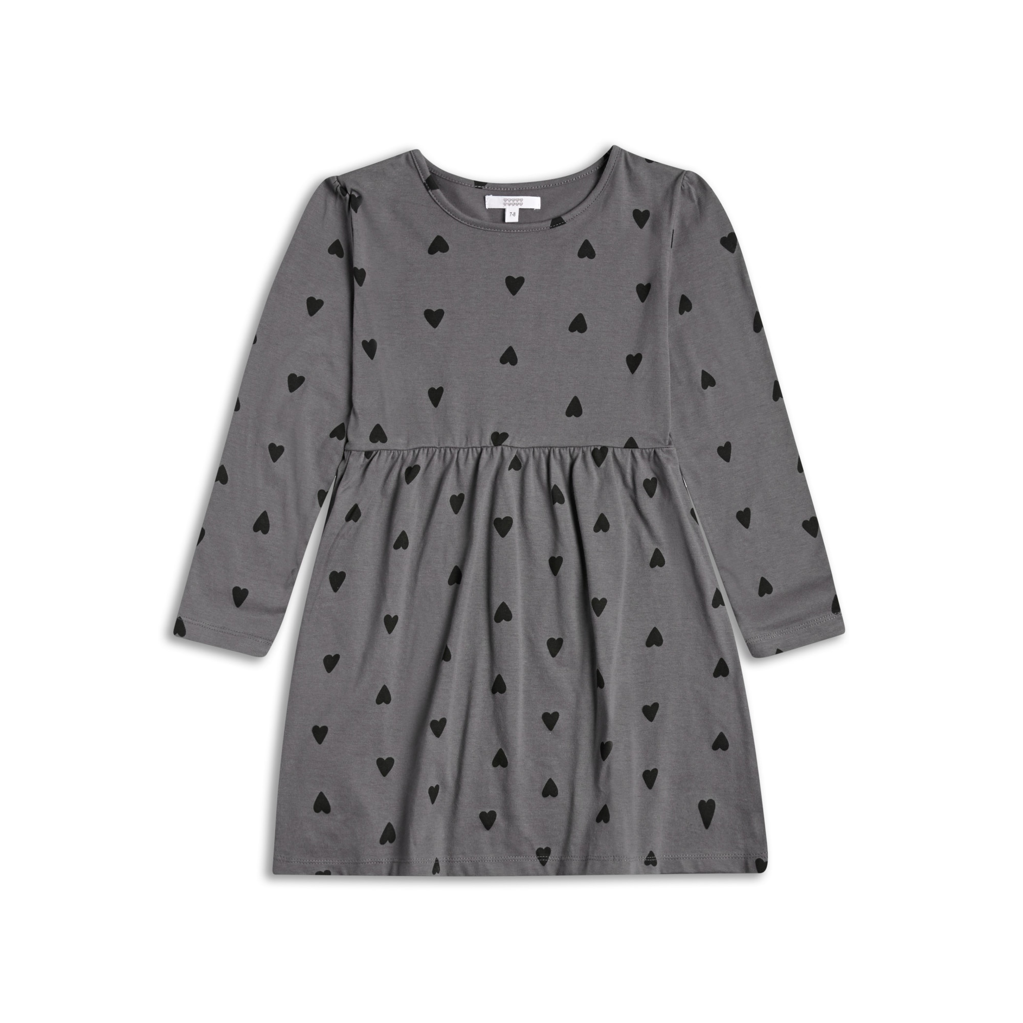 Rochie fete, Sugar Squad, gri cu inimioare, Gri/Negru