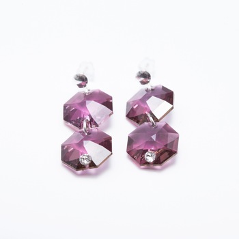 Cercei Argint DaviCrystals cu cristale octogon cu tija cu biluta cu doua cristale Amethyst Cercei Argint DaviCrystals cu cristale octogon cu tija cu biluta cu doua cristale Amethyst