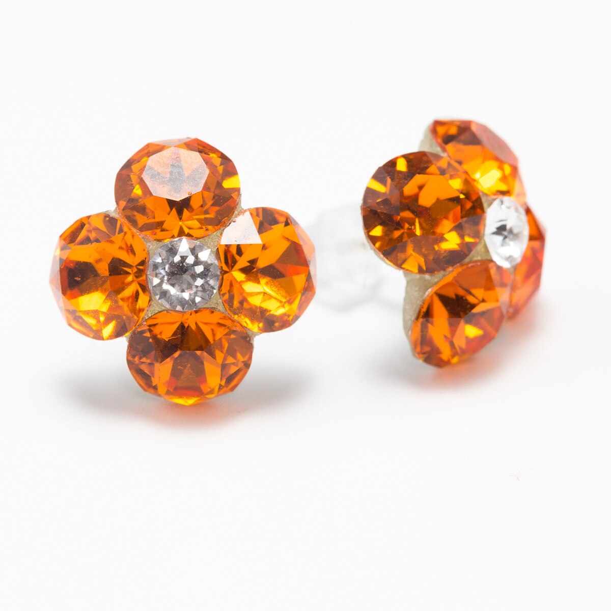 Cercei Argint DaviCrystals cu cristale trifoi cu patrufoi mare cu tija topaz