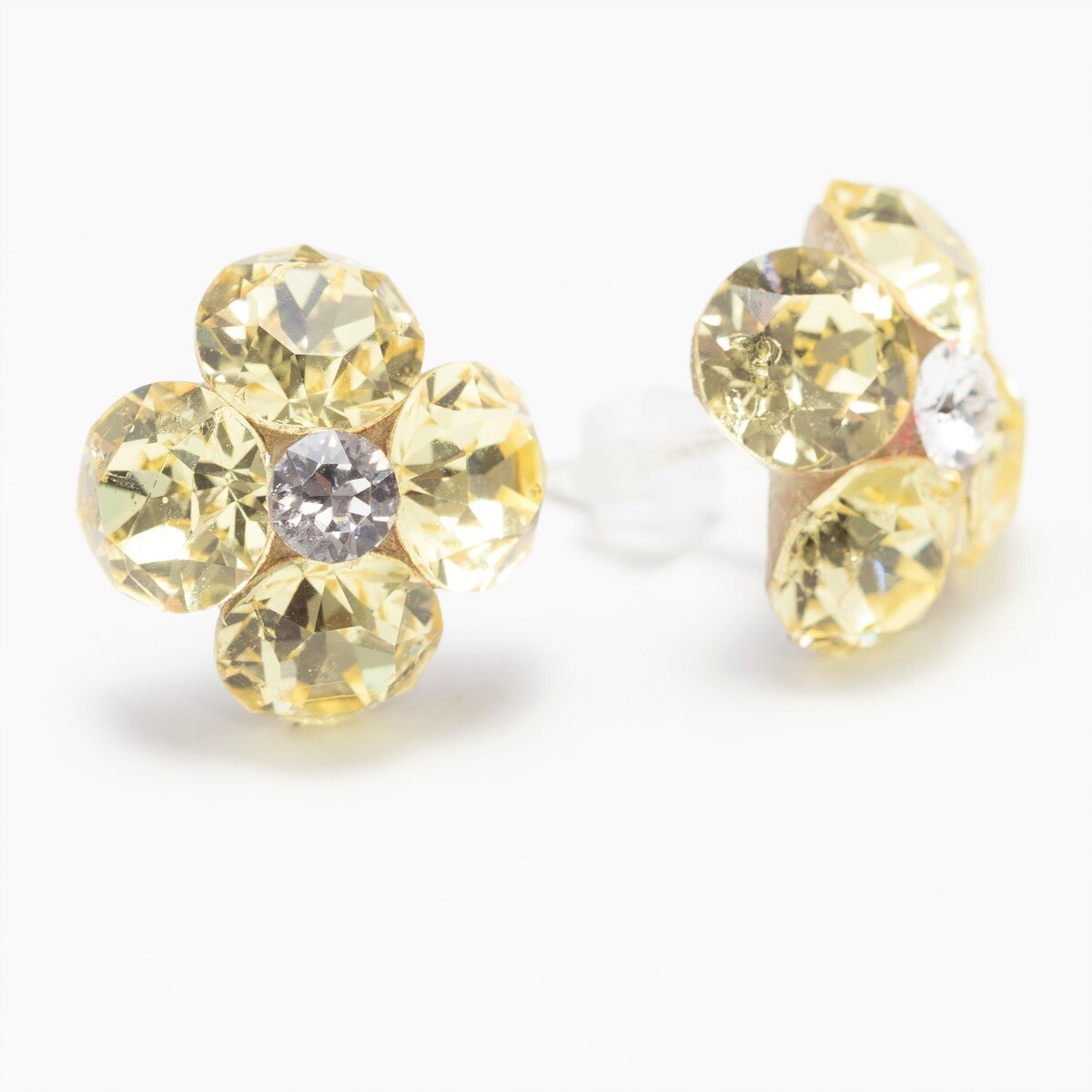 Cercei Argint DaviCrystals cu cristale trifoi cu patrufoi mare cu tija jonquil