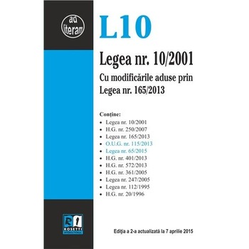 Legea nr. 10/2001 Legea nr. 10/2001