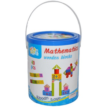 Cuburi din lemn cu cifre matematice , 40 de piese , Robentoys® Cuburi din lemn cu cifre matematice , 40 de piese , Robentoys®