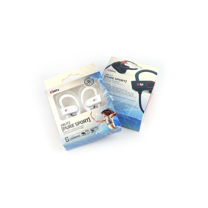 Спортни слушалки Xblitz Pure Sport, Bluetooth и handsfree микрофон, бели
