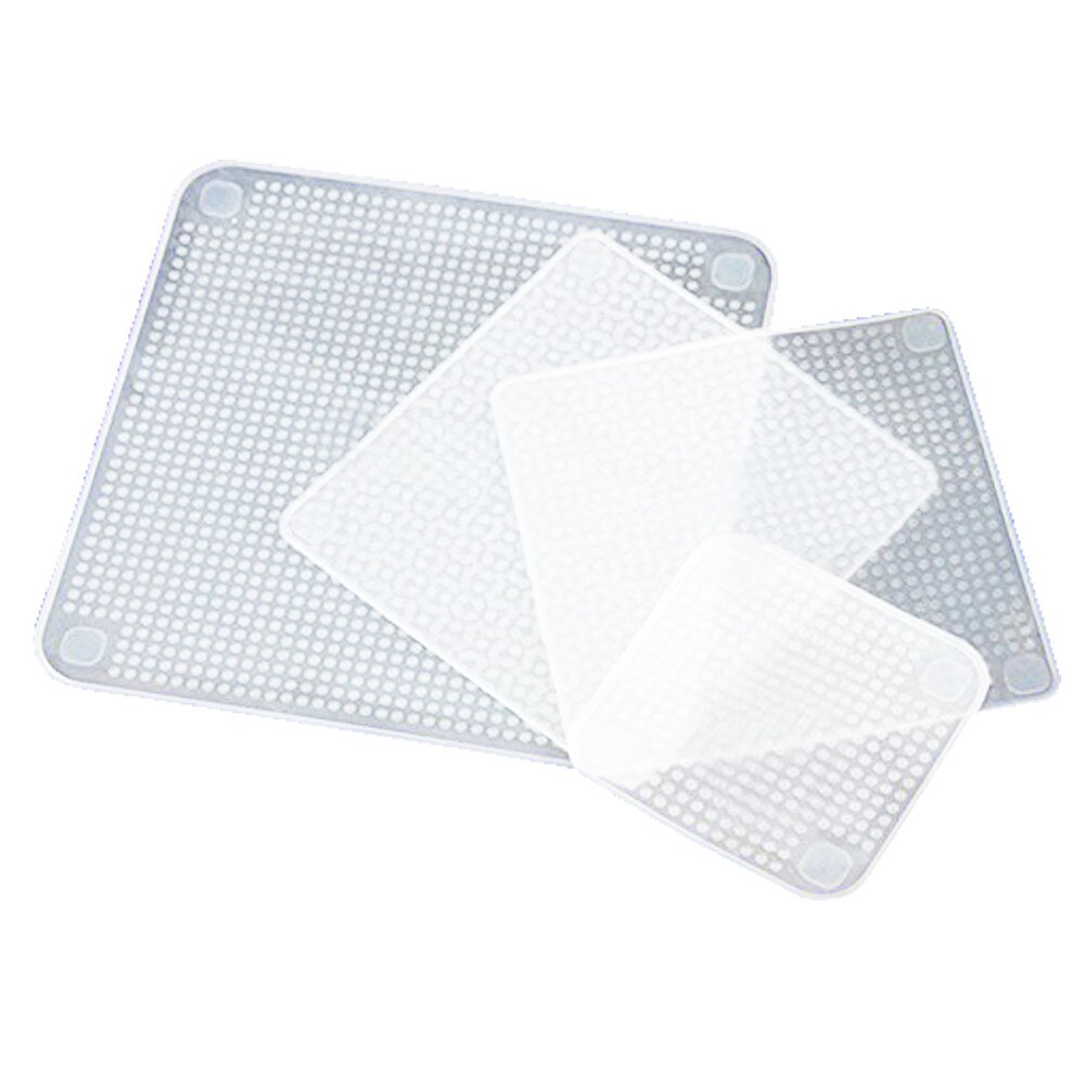 Set 4 capace flexibile din silicon pentru recipiente, pastrarea prospetimii, food cover, transparent, FMD084